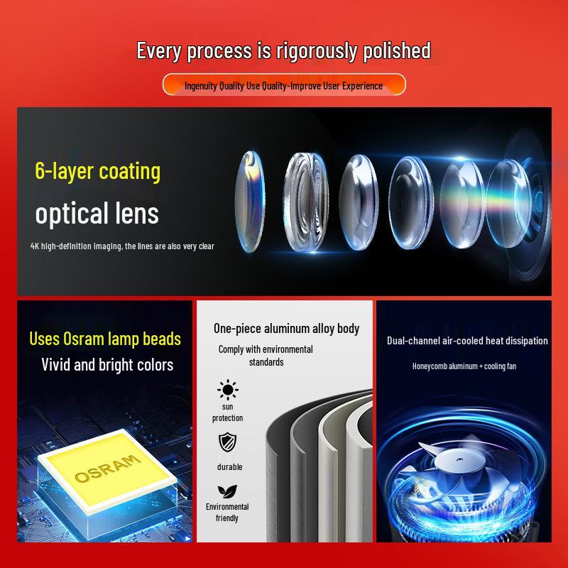 High-Power Industrial Crane Warning Light: Dynamic Zebra Crossing Projector