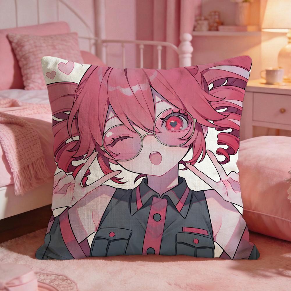 TetoAnime Teto Cushion Cover Premium Comfort Reversible Pillow Cove Two In One Design For Any Room  Car Interior