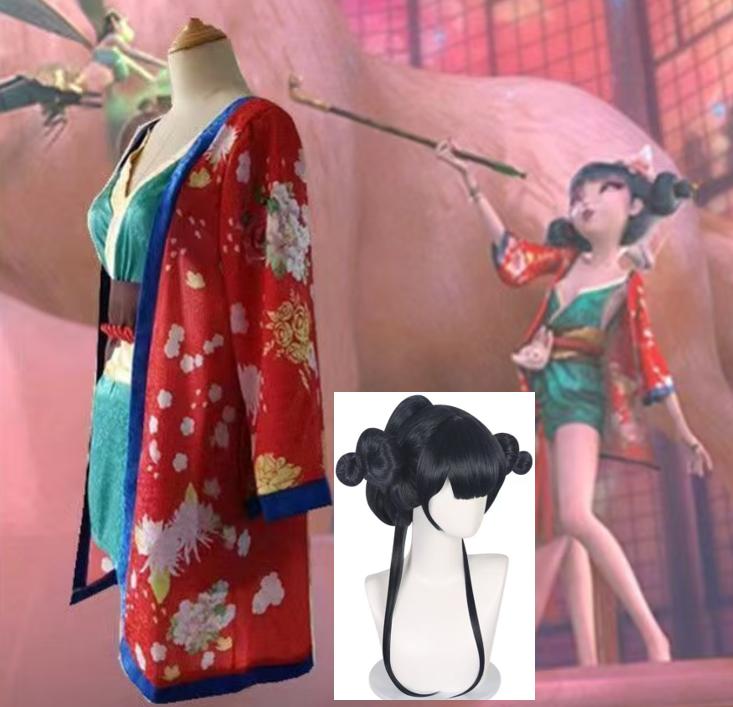 Chinese Cartoon Movie White Snake Girl Fox Demon Cosplay Costume Women Hanfu Party Mask Short Dress Kimono Robes Floral Cardigan