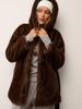 Women's Mid-Length Hooded Eco-Friendly Faux Mink Fur Coat with Belt