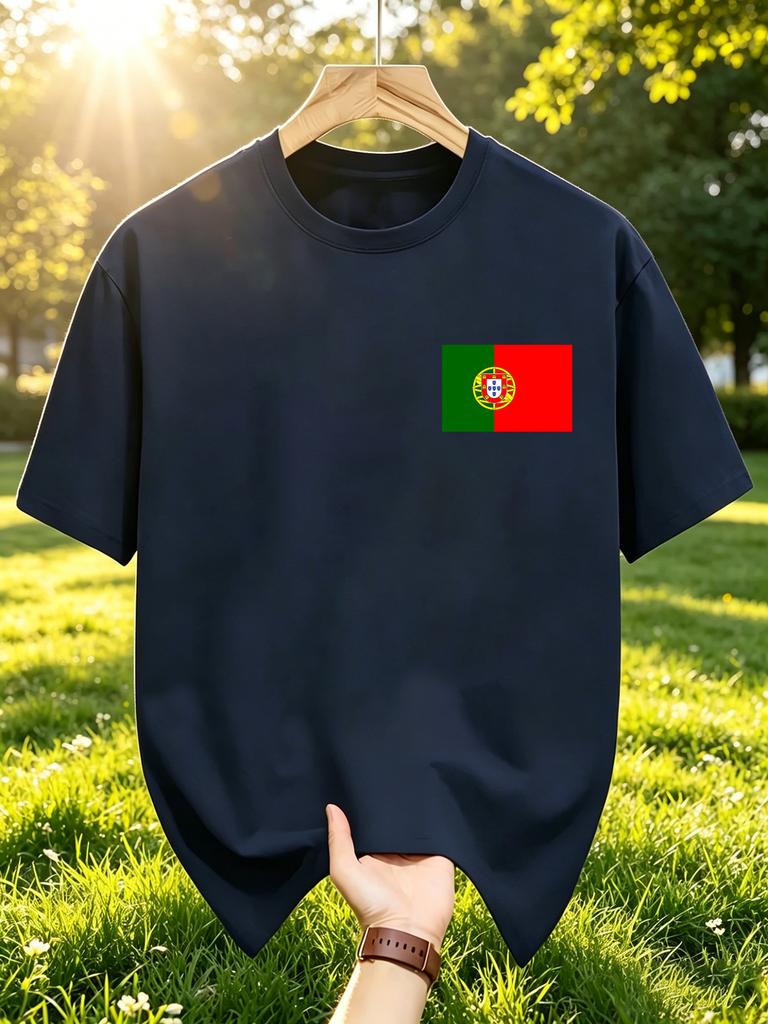 Portugal Flag Print Tshirt Unisexs Cotton Crewneck T Shirts Summer Oversized Sportswears Y2k Casual Running Short Sleeve