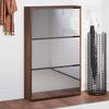 Shoe Cabinet with Mirror 3 Flip Down Compartments Brown Oak Effect
