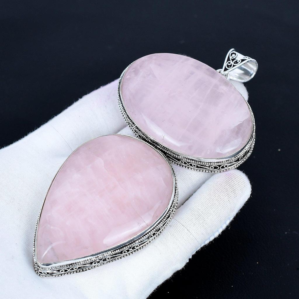 Rose Quartz Pendant, 925 Sterling Silver Handmade Jewelry, Rose Quartz Silver Pendant, Party Wear Jewelry For Women's, Pendant Wadding Gift