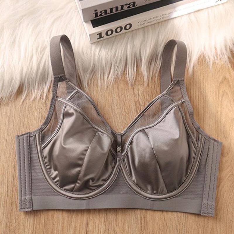 Satin Silk Thin Bra with Soft Underwire To Prevent Sagging and Support Large Busts