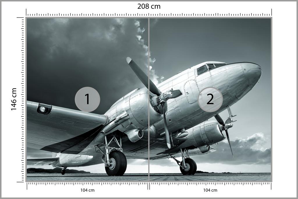 Photomural Propeller Airplane Washable Fleece 208x146