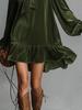 Women's Elegant Retro Long Sleeve Solid Color Dress