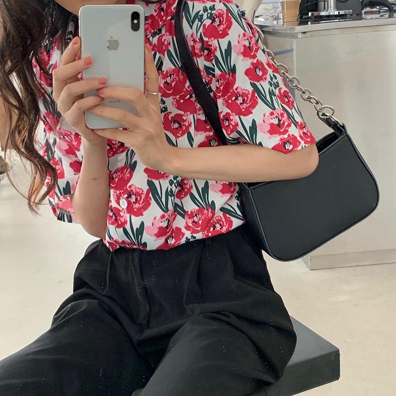 

2024 Korean version black splicing metal ring underarm bag method stick bag pu shoulder bag retro messenger handbag women s clothing чорний