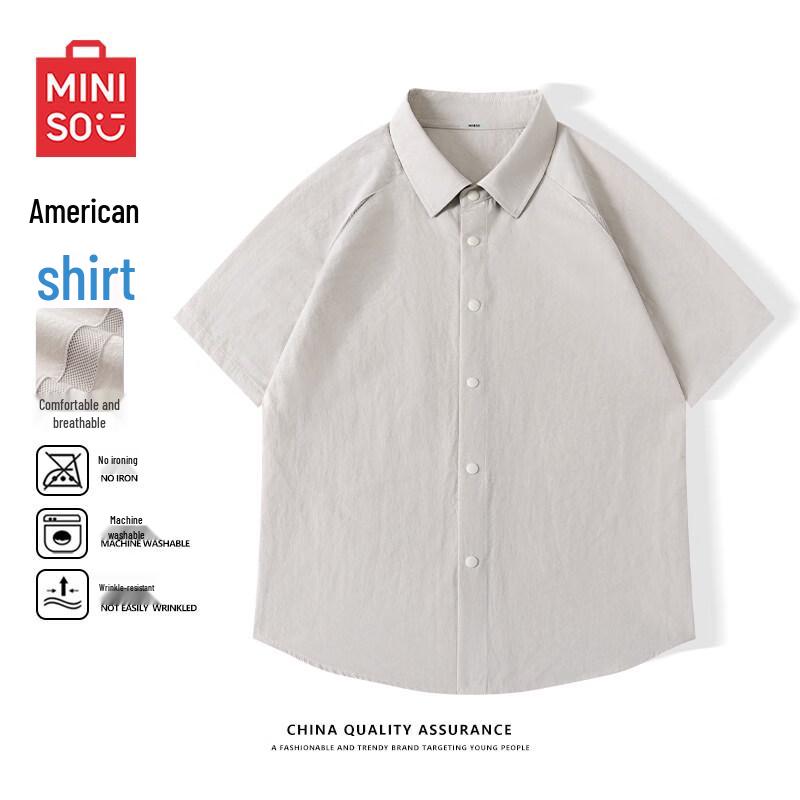 MINISO Men s American Style Breathable Short Sleeve Shirt M