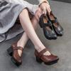 Fashion GKTINOO 2025 Spring Summer New Vintage Real Cowhide Round Toe Women's Shoes Handmade Genuine Leather Middle Heel Pumps