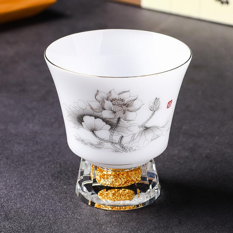 Lu Baijiu Cup Suet Jade Household Small Teacup Spirit Cup Glass Small Wine Glass Sake Wine Set Crystal Clear