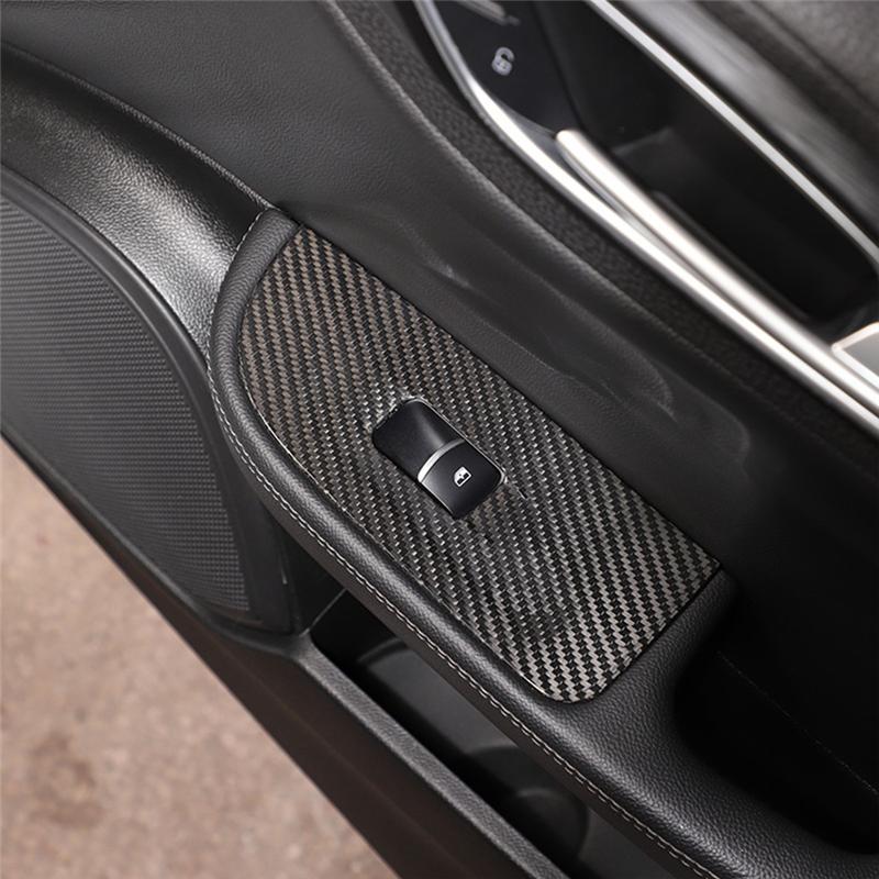 Dry Carbon Fiber Window Lift Switch Button Frame Cover Trim For Alfa Romeo Giulia 2017 2018   Car Accessories Kit