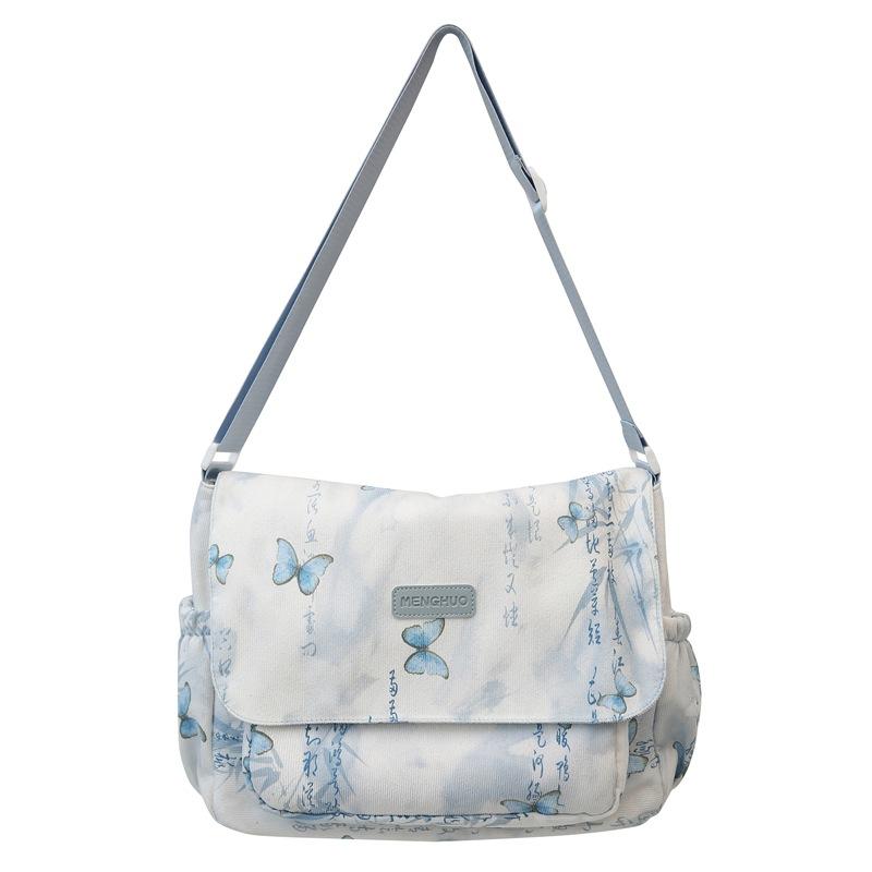 

Студенческая сумка-мессенджер с принтом тай-дай, женская классная сумка через плечо с принтом бабочек синий