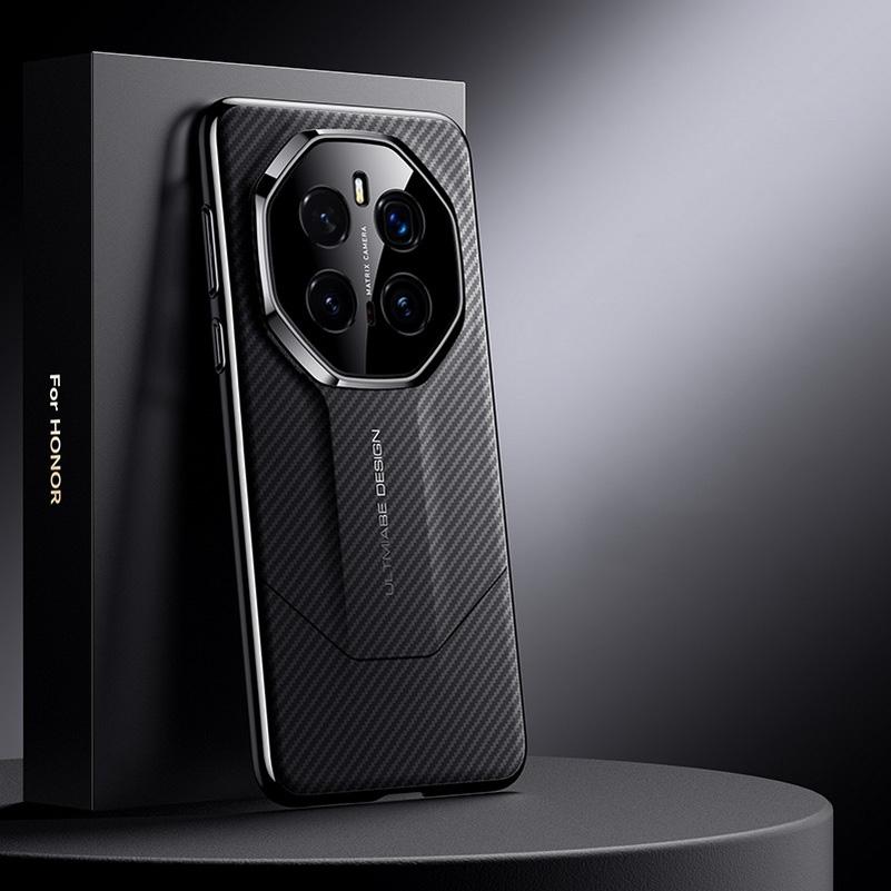Carbon Fiber Pattern Plated Frame Phone Case For Honor Magic 7 Pro Magic7 Honor X9C Honor X60 Pro Camera protect Cover