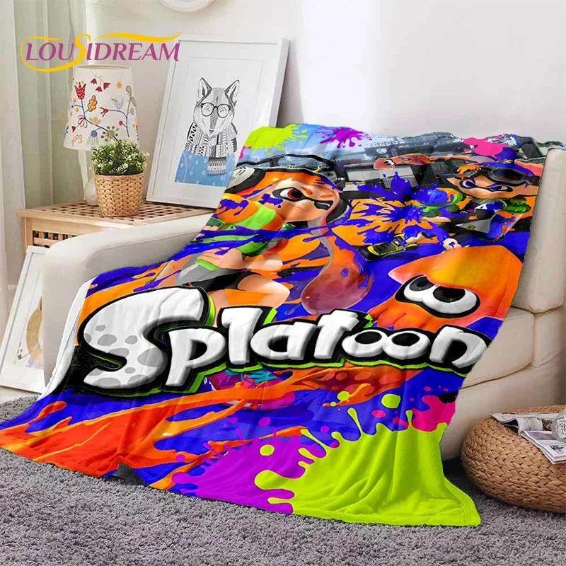 Splatoon3 PC Gamer Cartoon Game Soft Blankets,Keep Warm Throw Blanket Comfortable Blanket for Picnic Beds Sofa Home Bedroom Gift