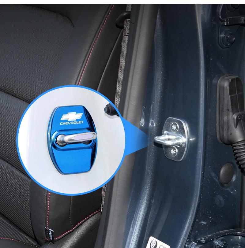 4PCS Car Door Lock Cover Stainless Steel Protection Accessories For Chevrolet Sonic Silverado Z71 Aveo Trailblazer Bolt Spark SS