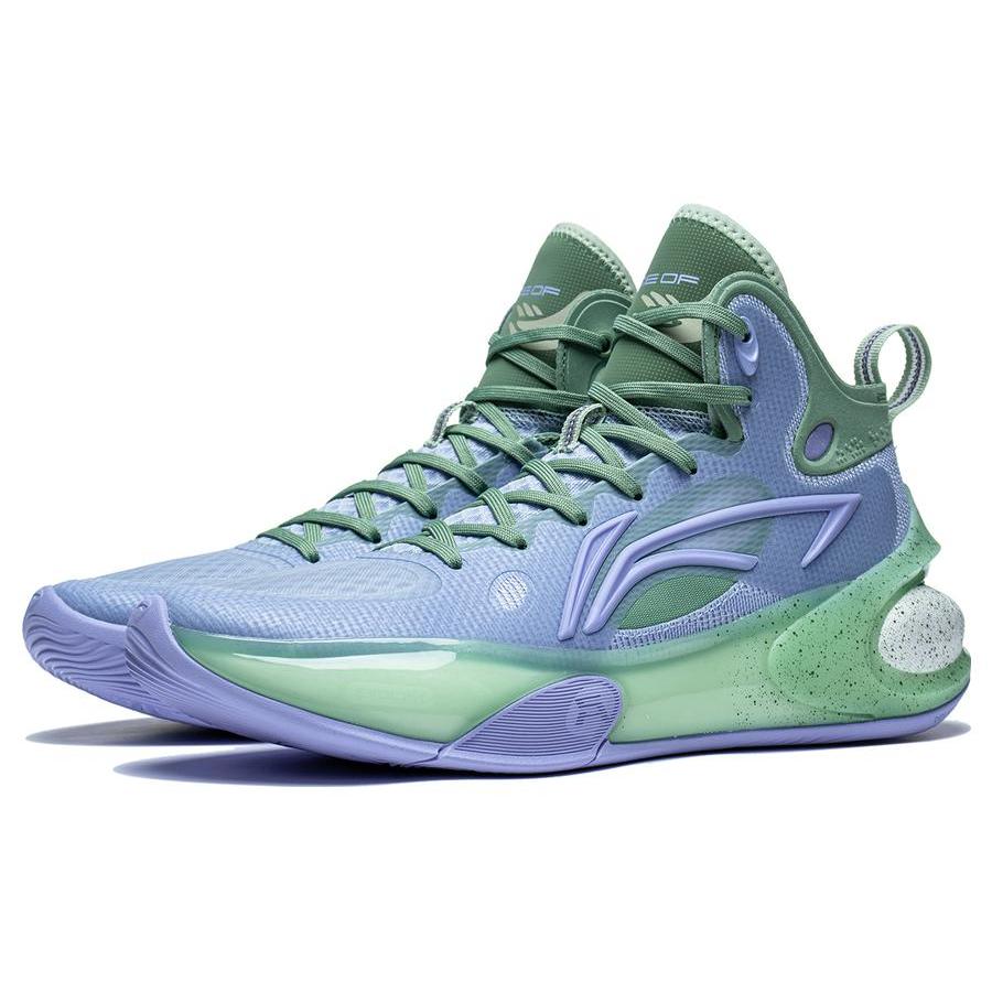 Li Ning YuShuai 17 Textil, Kunstleder Abriebfest Mittelhohe Basketballschuhe Herren Lila Cyan ABAT043-8