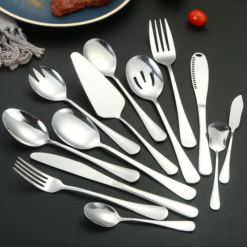 Stainless steel tableware, knives, forks and spoons, western food, golden steak, knives, forks and spoons four-piece set