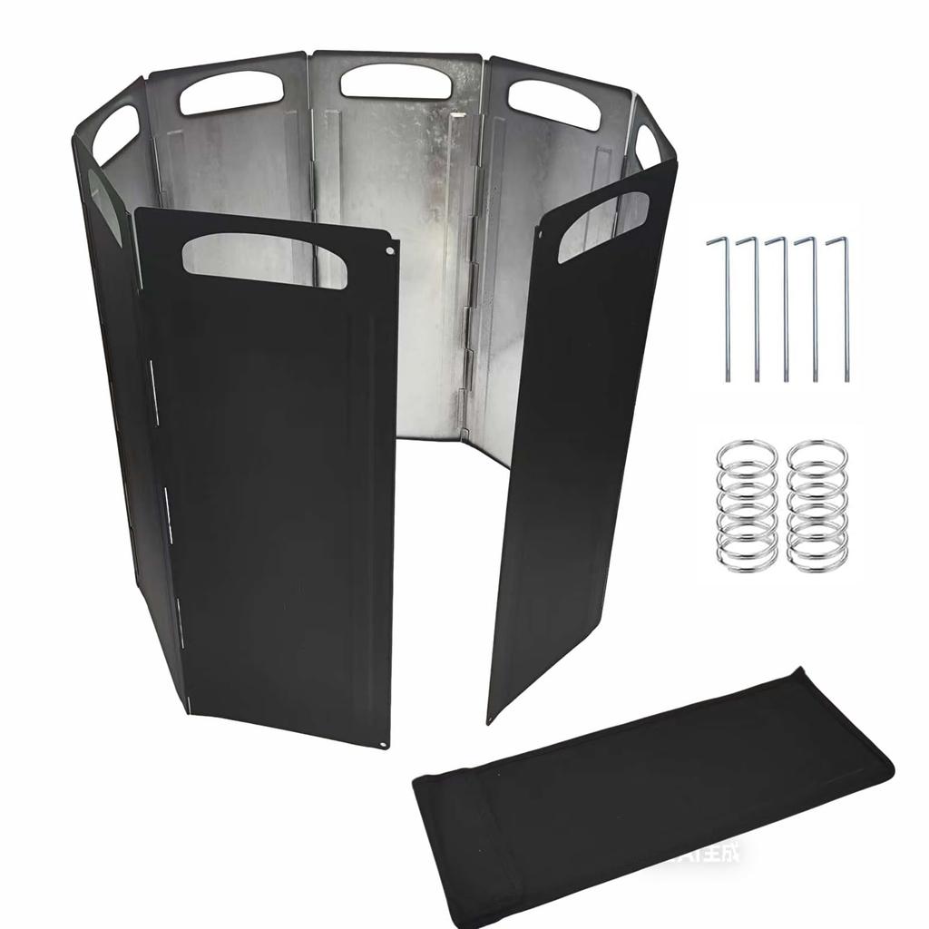 Umillion Windscreen Reflector for Powder Galvanized Thick Storage Large Windbreak Campfire 8 for Fire Pit Outdoor Includes Fixing Hardware and Storage