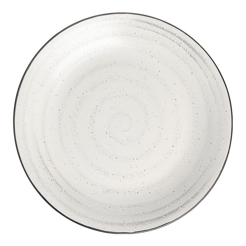 Creative Black Stroke Ceramic Household Large Plate Threaded Spotted Salad Plate Round Pasta Plate Western Restaurant Steak Plate