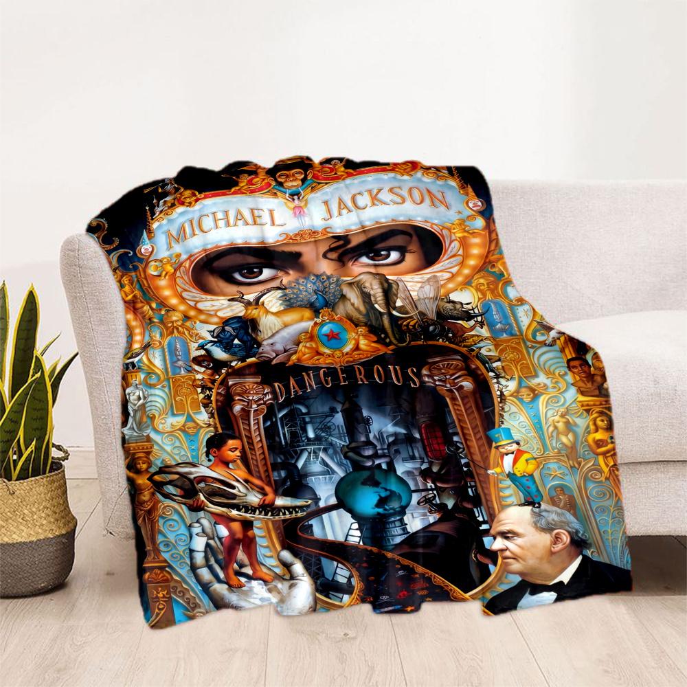 Michael Jackson Vibrant Pop Icon Portrait Blanket Warmthful Decor Suitable For Chair Sofa Bedding For All Occasions Digital Print Birthday Christmas G