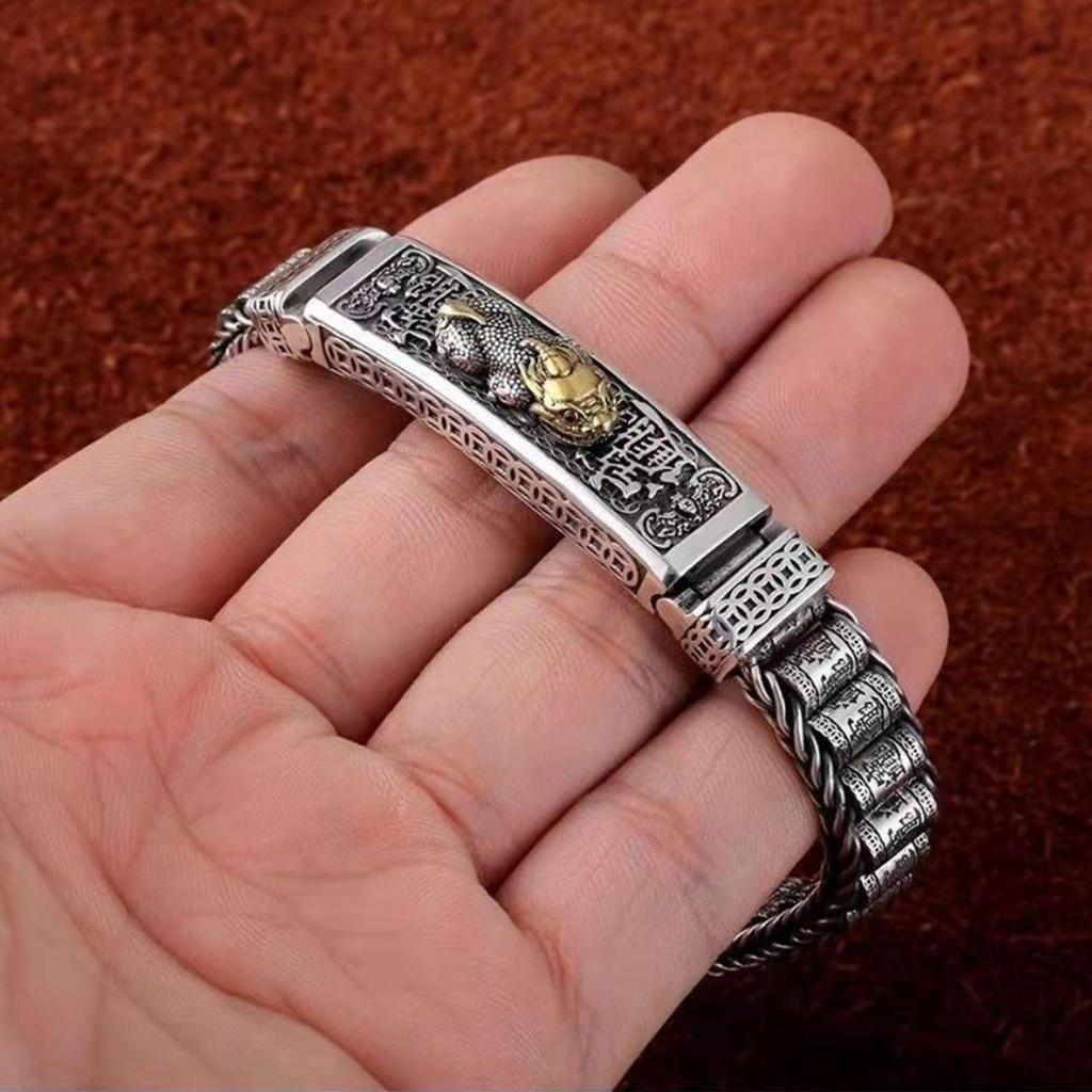 Bracciale Amuleti Feng Shui Gioielli Retro Rotanti Ruota di Preghiera Tibetana per Festa di Compleanno