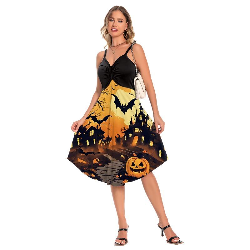 Summer hot-selling skull print new halloween skirt female sexy suspender women's dress