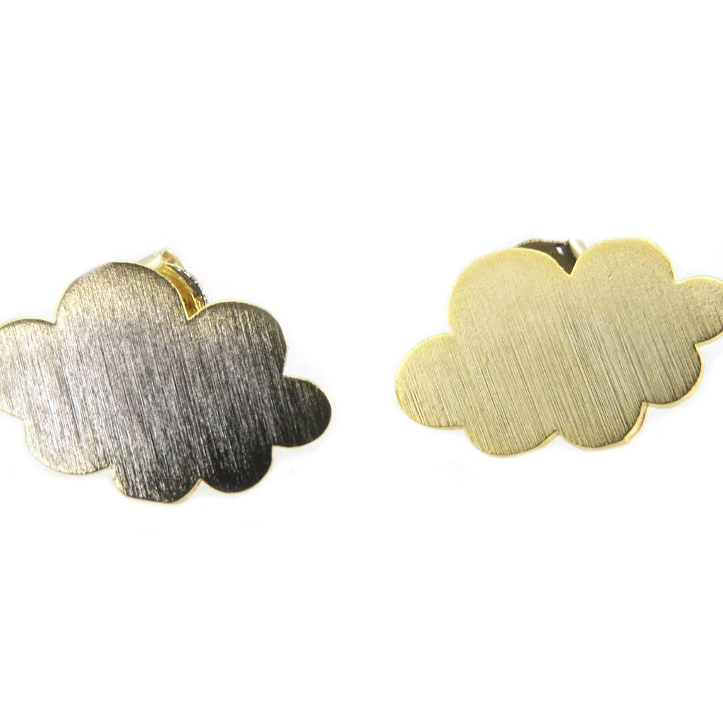 7bis [P5908] - Gold 'Nuage' Handmade Earrings - 15x10 Mm