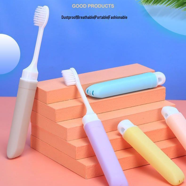 Macaron Color Soft Bristle Folding Toothbrush Set - 5-Pack for Couples & Families, Travel-Ready