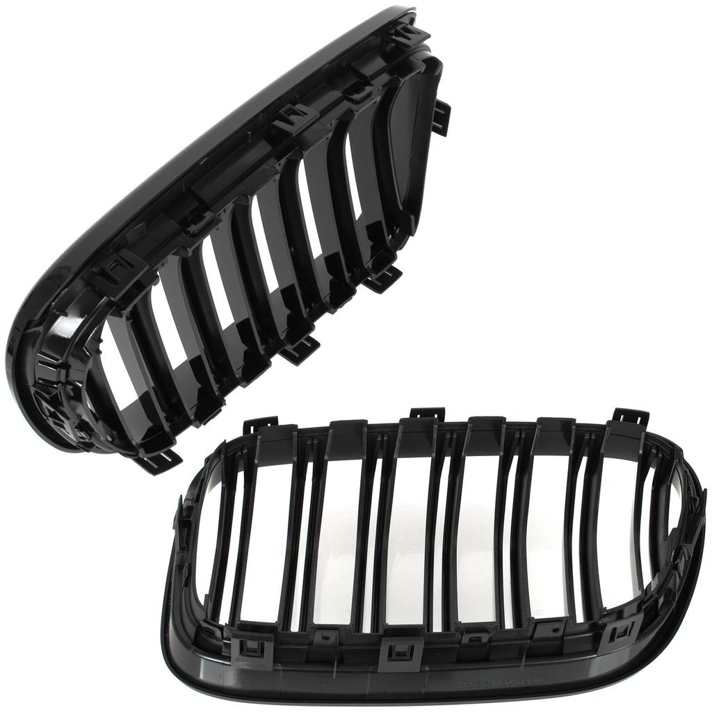 BMW X3 F25 11-14 Grille Inserts Between Headlights (Kidneys) Left + Right Set, Black Glossy Double Bar