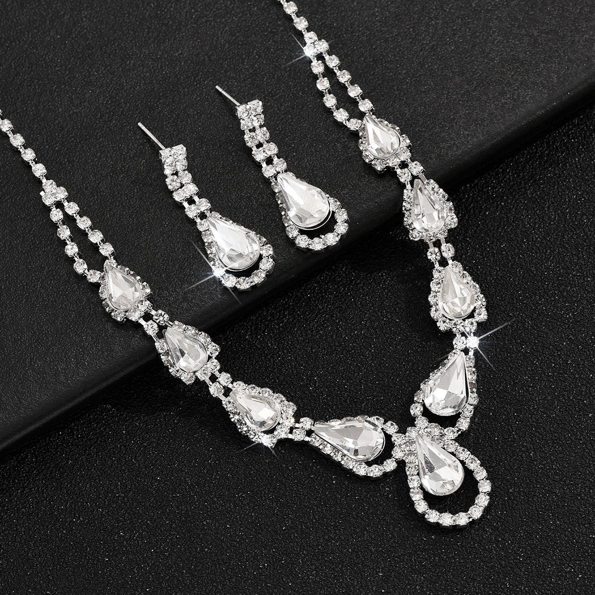 

Свадебный комплект ожерелье серьги браслет комплект из трех частей, медная цепочка с когтями гальваническое серебро