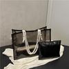2025PVC transparent and simple summer new fashion commuter Korean version large capacity tote underarm shoulder bag