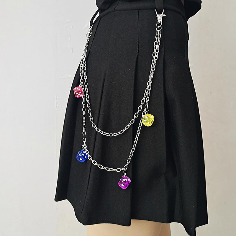 Transparent Acrylic Dice Dice Pendant Pendant Waist Chain Versatile Trouser Chain