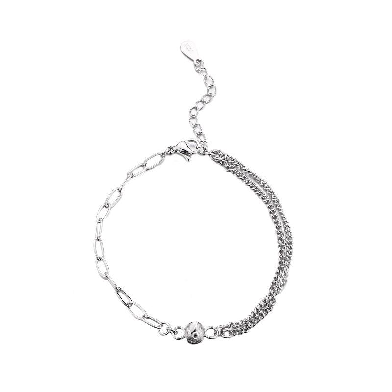 

Серебряный браслет из стерлингового серебра S925, браслет с нерегулярным сращиванием, трендовый уличный хип-хоп, универсальный индивидуальный нишевый асимметричный браслет из бисера