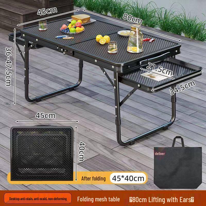 Multifunctional Outdoor Folding Aluminum Picnic Table with BBQ Mesh
