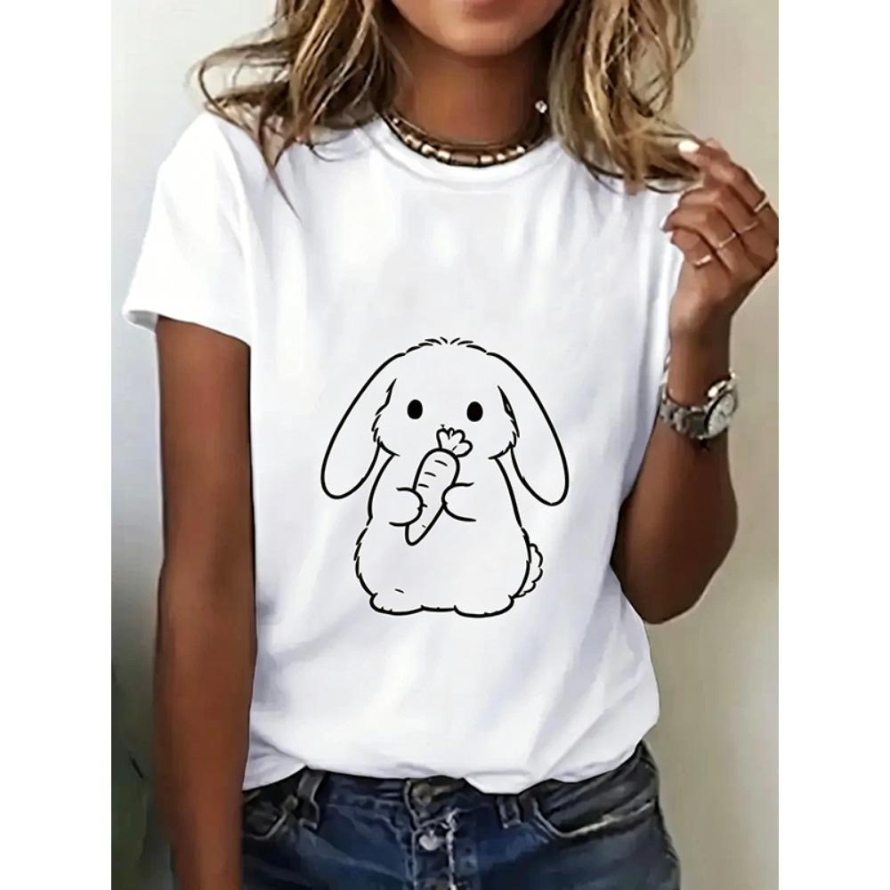 Girl Fun Climbing Cute Cat Pattern Printed T-shirt