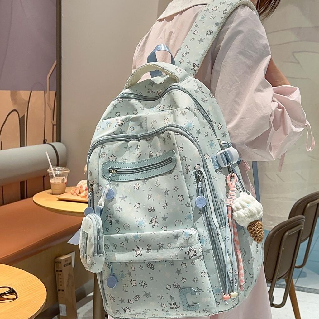 School Bag for Women, New Japanese Style INS High-look, Fresh and Sweet Star Backpack, Lightweight Backpack for Middle and High School Students