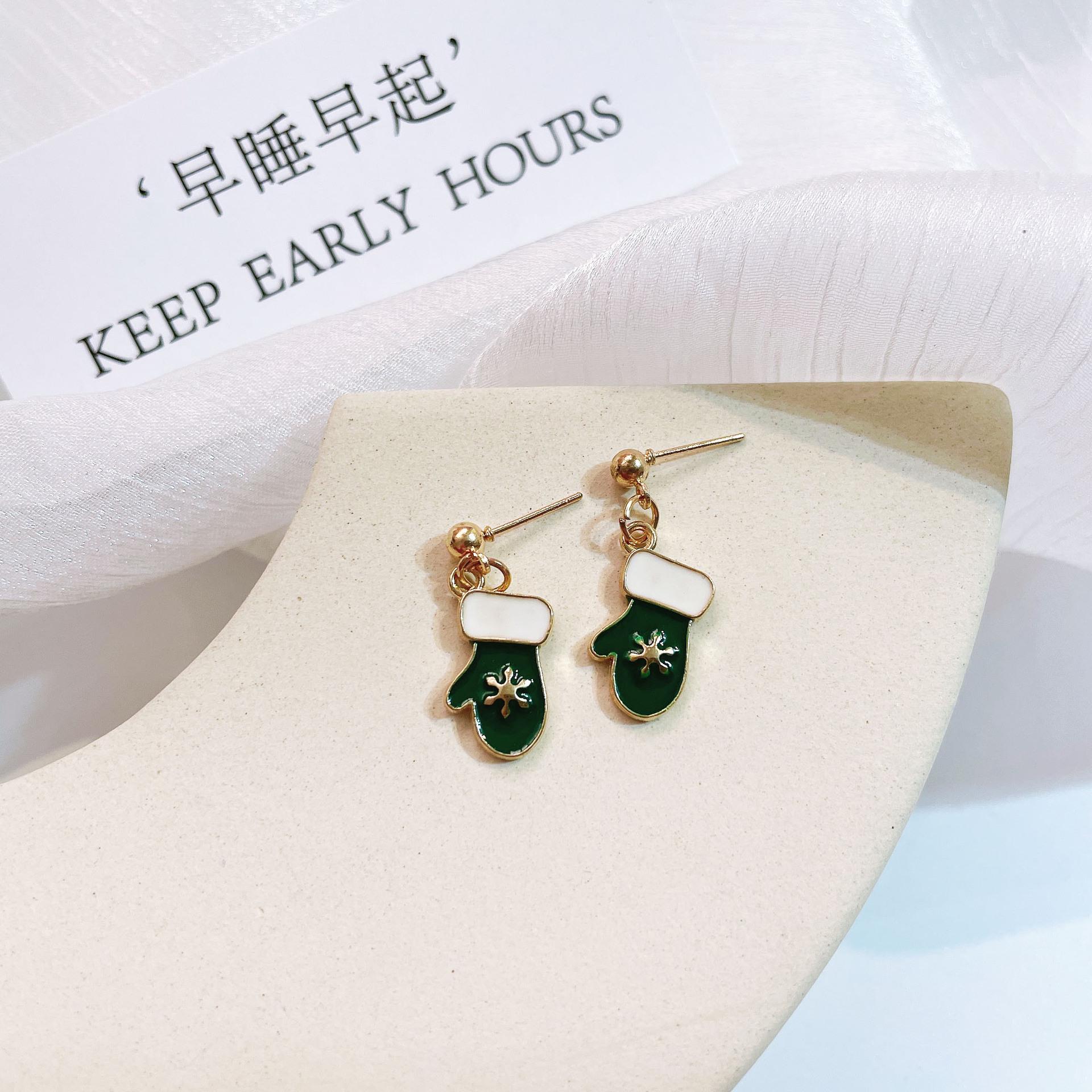 

Sterling Silver Cartoon Christmas Earrings - Santa Claus & Reindeer Bell Studs