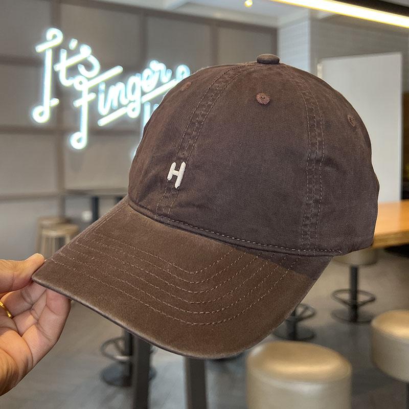 Simple Letter Embroidery Purple Baseball Cap Women's Summer Wide Brim Big Face Showing Small Face Big Head Circumference Peaked Cap