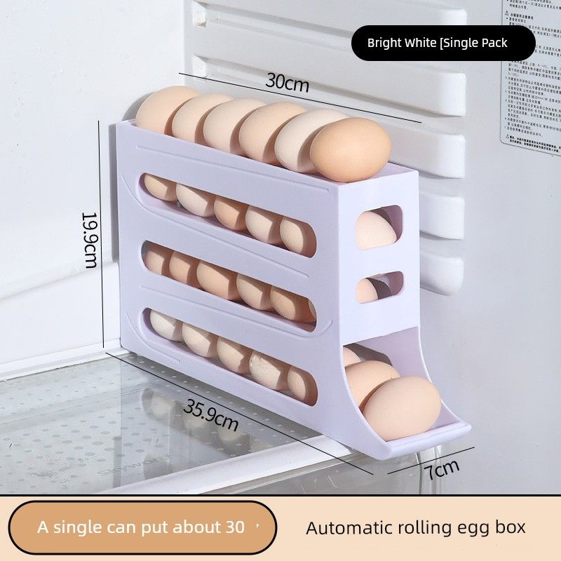 

Креативный Удобный Автоматический Роликовый Контейнер для Хранения Яиц, Боковая Дверца Холодильника, Большая Вместимость, Лоток для Яиц, Органайзер для Яиц White