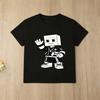 Kids Roblox Black Tshirt Gold Character Print Short Sleeve Casual Tee for Boys Girls