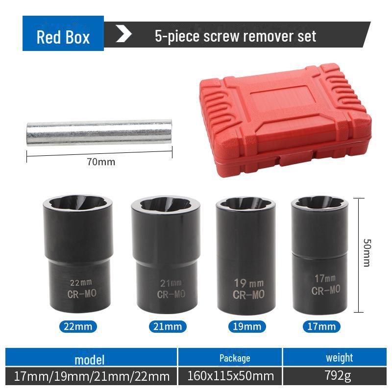

Набор из 5 предметов: Поврежденные гайки, болты, винты, съемники шин и противоскользящий торцевой ключ, 1/2