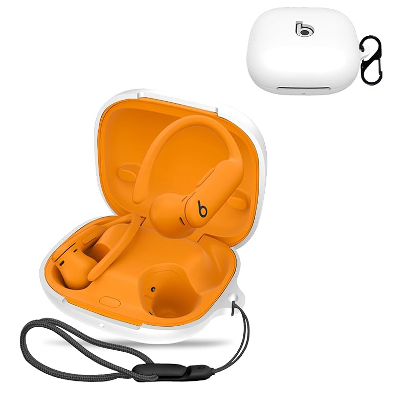 

For Powerbeats Pro 2 for case cover [NOUKAJU] wireless earphones silicon protective case (With carabiner + strap included) ) Fall prevention Scratch
