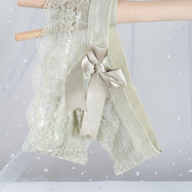 Úžasné ženy Spodní prádlo Bowknot Krajka Spodní prádlo Dámské Sexy T-záda Tanga Průhledné Kalhotky Japonský styl Transparentní kalhotky