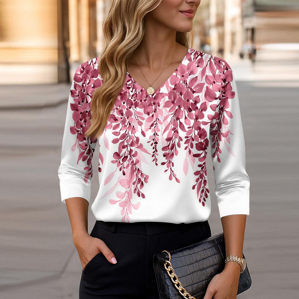 Blouse For Women Dressy 3/4 Long Sleeve Shirts Business Casual Outfit Tops