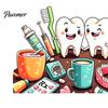 Cute Tooth Wall Decals Cartoon Smiling Teeth Decals, Dental Tools Self-Adhesive Stickers, Funny Easy Peel Stick Art for Kids Bedroom Clinic