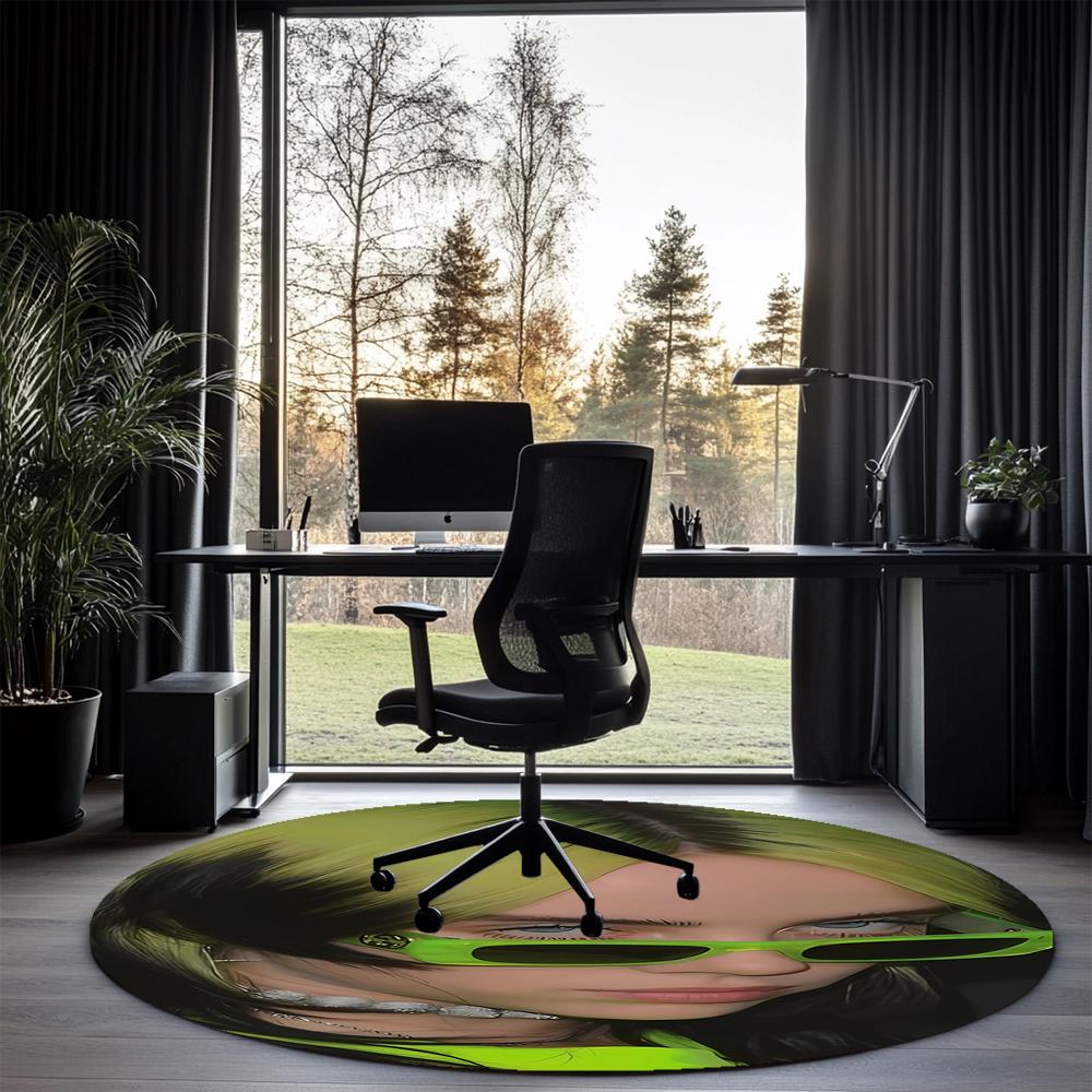 Billie Eilish Printed Round Rug Carpet Chair Rug Area Rug Entryway Doormats,for Office Chair Living Room Bedroom Kitchen Room.