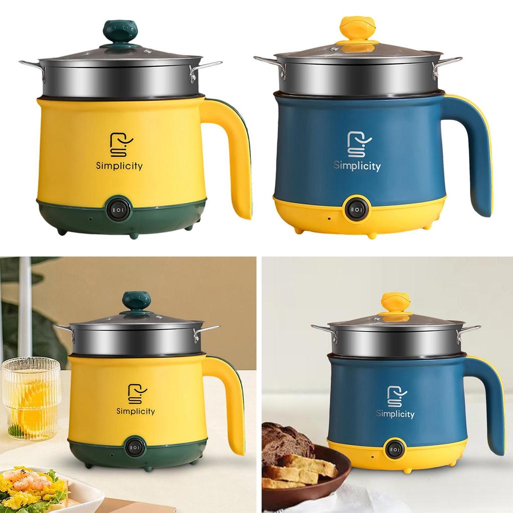 Hot Pot, elektrisch, US-Adapterstecker, leicht zu reinigen, tragbar, abnehmbar, Mehrzweck-Ramenkocher zum Kochen von Steak, Eiern, Nudeln