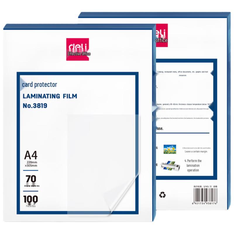 

Deli A4 Laminating Film CN plug (adapter included)