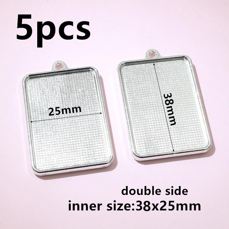 3-10pcs 18x25mm 19x38mm 25x50mm Inner Size Rectangle Pendant Cabochons Blank Base Setting Tray DIY Jewelry Making Accessories