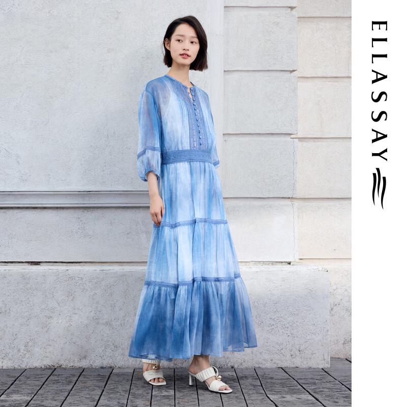 ELLASSAY 2026 Summer Gradient Tie-Dye Lace Midi Dress